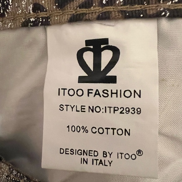 ITOO MOCHA Brown, Tab, Silver Metallic Leopard Wide Leg Pant - Picture 9 of 11